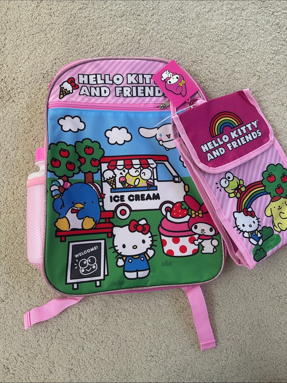 Pink Kids Backpack with  lunch bag